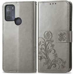 Mobigear Clover Motorola Moto G50 Hülle Klapphülle Geldbörse - Grau