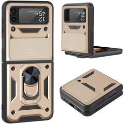 Mobigear Armor Ring Samsung Galaxy Z Flip 3 Hülle Hardcase Backcover Stoßfest mit Ringhalter - Gold