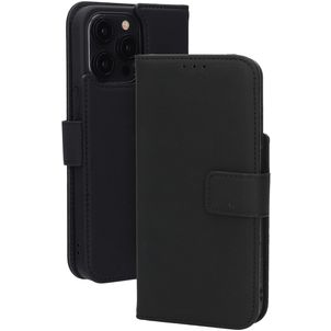 Mobiparts Wallet iPhone 15 Pro Max MagSafe Hülle Echtes Leder Klapphülle Geldbörse - Schwarz