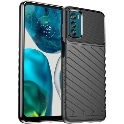 Mobigear Groove Motorola Moto G42 Hülle Flexibles TPU Backcover - Schwarz