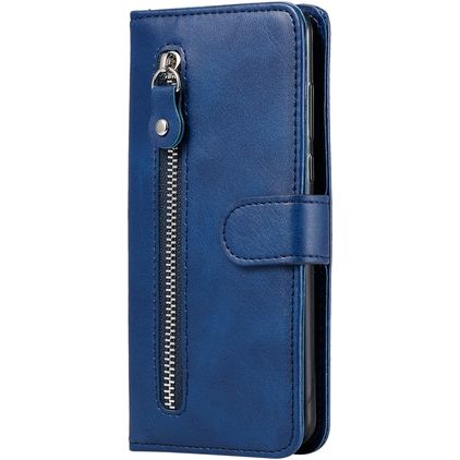 Mobigear Zipper Xiaomi Redmi Note 9 Hülle Klapphülle Geldbörse - Blau