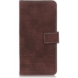 Mobigear Croco OPPO A5 (2020) Hülle Klapphülle Geldbörse - Braun