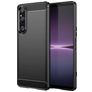 Mobigear Brushed Slim Sony Xperia 1 V Hülle Flexibles TPU Backcover - Schwarz