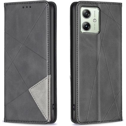 Mobigear Rhombus Slim Motorola Moto G54 Hülle Klapphülle - Schwarz