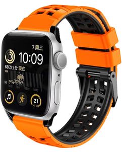 Mobigear Aero Armor Silikon Apple Watch Armband Dornschließe - 49/46/45/44 mm - Orange / Schwarz