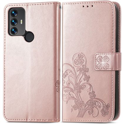 Mobigear Clover TCL 30 SE Hülle Klapphülle Geldbörse - Roségold