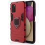 Mobigear Armor Ring Samsung Galaxy A03s Hülle Hardcase Backcover Stoßfest mit Ringhalter - Rot