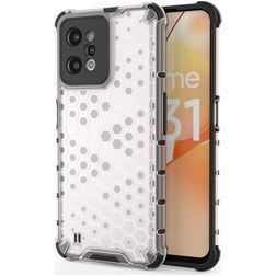 Mobigear Honeycomb Realme C31 Hülle Hardcase Backcover Stoßfest - Weiß
