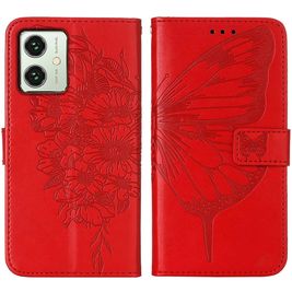 Mobigear Butterfly Motorola Moto G54 Hülle Klapphülle Geldbörse - Rot