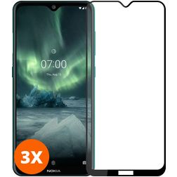Mobigear Premium Nokia 2.1 Panzerglas Gehärtetes Glas Displayschutz - Hüllenfreundlich - Schwarz (3er Pack)