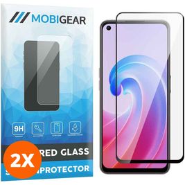 Mobigear Premium OPPO A96 Panzerglas Gehärtetes Glas Displayschutz - Hüllenfreundlich - Schwarz (2er Pack)