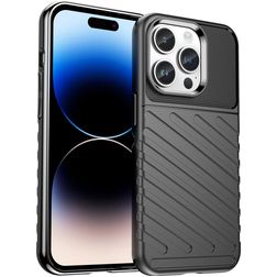 Mobigear Groove iPhone 15 Pro Hülle Flexibles TPU Backcover - Schwarz