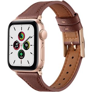 Mobigear Napoli Leder Apple Watch Armband Dornschließe - 42/41/40/38 mm - Braun