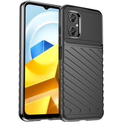 Mobigear Groove POCO M5 Hülle Flexibles TPU Backcover - Schwarz