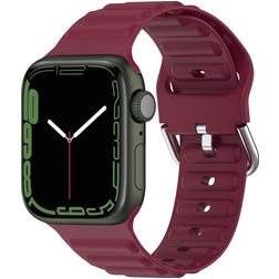 Mobigear Bumpy Silikon Apple Watch Armband Dornschließe - 49/46/45/44 mm - Weinrot