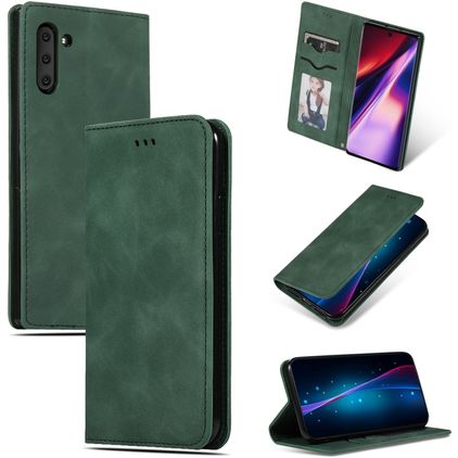 Mobigear Retro Slim Samsung Galaxy Note 10 Hülle Klapphülle - Grün
