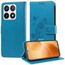 Mobigear Flowers Xiaomi 14T Pro Klapphülle Portemonnaie - Blau