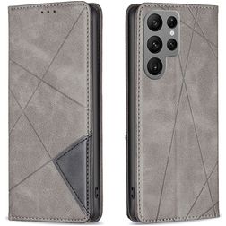 Mobigear Rhombus Slim Samsung Galaxy S23 Ultra Klapphülle - Grau