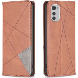 Mobigear Rhombus Slim Motorola Moto E32s Hülle Klapphülle - Braun