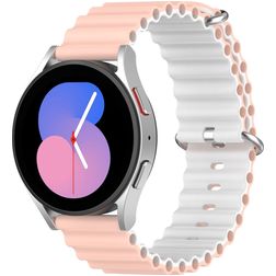 Mobigear Ocean Silikon Smartwatch Armband Dornschließe - 20-mm-Universalanschluss - Weiß / Pink