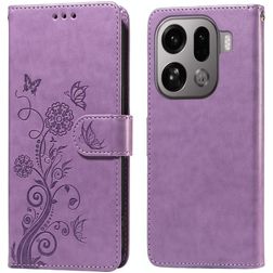 Mobigear Flowers OPPO Find X9 Pro Hülle Klapphülle Geldbörse - Lila