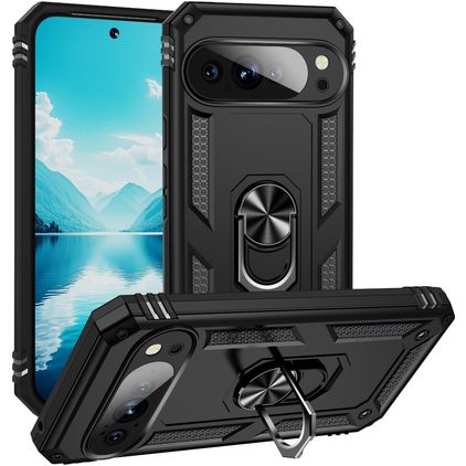 Mobigear Armor Ring Google Pixel 10 Pro XL Hülle Hardcase Backcover Stoßfest mit Ringhalter - Schwarz