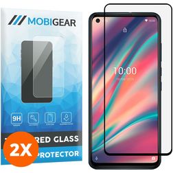 Mobigear Premium Wiko View 5 Plus Panzerglas Displayschutz - Hüllenfreundlich - Schwarz (2er Pack)