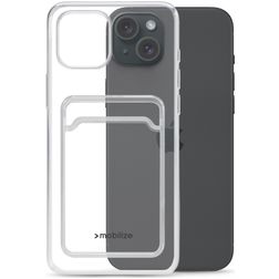 Mobilize Gelly Card Durchsichtig iPhone 15 Plus Hülle Flexibles TPU Backcover mit Kartenhalter - Transparent