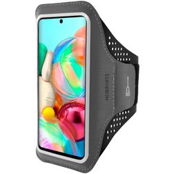 Mobiparts Comfort Fit Handyhalterung Joggen Samsung Galaxy A71 Sporthülle Neopren Sportarmband - Schwarz