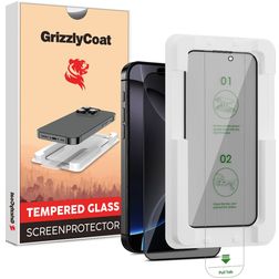 GrizzlyCoat AlignPro AntiSpy iPhone 16 Pro Max Panzerglas Displayschutz Privacy - Hüllenfreundlich + Montagerahmen