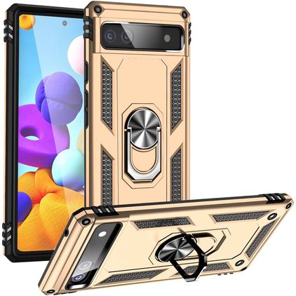 Mobigear Armor Ring Google Pixel 6a Hardcase Backcover Shockproof mit Ringhalter - Gold