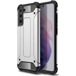 Mobigear Outdoor Samsung Galaxy S21 FE Hülle Hardcase Backcover Stoßfest - Silber