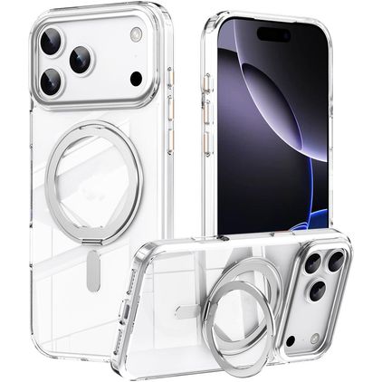Mobigear Frosted Mag iPhone 17 Pro MagSafe Hülle Hardcase Backcover mit Ständer - Silber