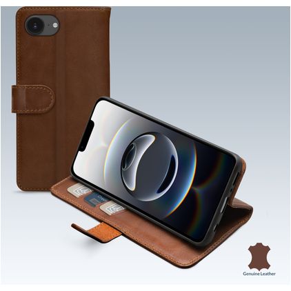 Mobilize Wallet iPhone 16e Hülle Echtes Leder Klapphülle Geldbörse - Braun
