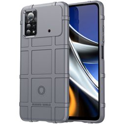 Mobigear Rugged Shield POCO X4 Pro 5G Hülle Flexibles TPU Backcover Stoßfest - Grau