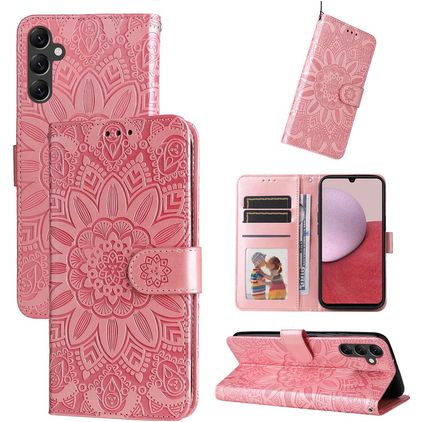 Mobigear Sunflower Samsung Galaxy A14 Hülle Klapphülle Geldbörse - Magenta