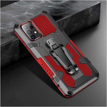 Mobigear Armor Stand Samsung Galaxy A52 Hülle Hardcase Backcover Stoßfest mit Ständer - Rot