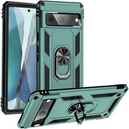 Mobigear Armor Ring Google Pixel 7 Hülle Hardcase Backcover Stoßfest mit Ringhalter - Grün