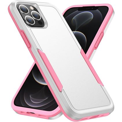 Mobigear Heavy Armor iPhone 14 Pro Max Hülle Hardcase Backcover Stoßfest - Weiß / Pink
