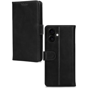 Mobilize Wallet iPhone 16 Hülle Echtes Leder Klapphülle Geldbörse - Schwarz