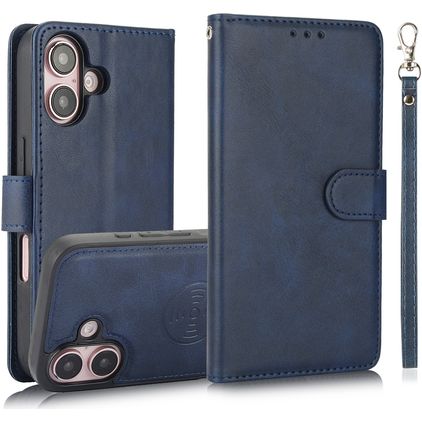 Mobigear Wallet iPhone 16 Plus Hülle Abnehmbare 2in1 Klapphülle Geldbörse - Blau