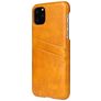 Fierre Shann Premium Card iPhone 11 Hülle Backcover mit Kartenhalter - Cognac