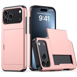 Mobigear Card iPhone 18 Pro Max Hülle Hardcase Backcover Stoßfest mit Kartenhalter - Pink