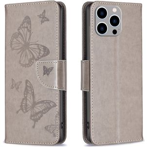 Mobigear Butterfly iPhone 15 Pro Max Hülle Klapphülle Geldbörse - Grau