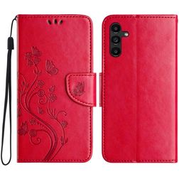 Mobigear Flowers Samsung Galaxy A56 Hülle Klapphülle Geldbörse - Rot