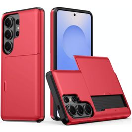 Mobigear Card Samsung Galaxy S26 Ultra Hülle Hardcase Backcover Stoßfest mit Kartenhalter - Rot