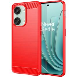 Mobigear Brushed OnePlus Nord 3 Hülle Flexibles TPU Backcover - Rot