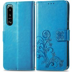 Mobigear clover Sony Xperia 5 IV Hülle Klapphülle Geldbörse - Blau