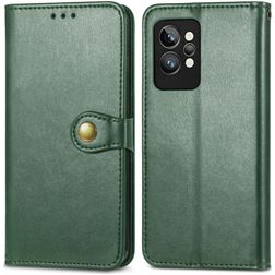 Mobigear Snap Button Realme GT2 Pro Hülle Klapphülle Geldbörse - Grün