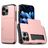 Mobigear Card iPhone 16 Pro Max Hülle Hardcase Backcover Stoßfest mit Kartenhalter - Roségold
